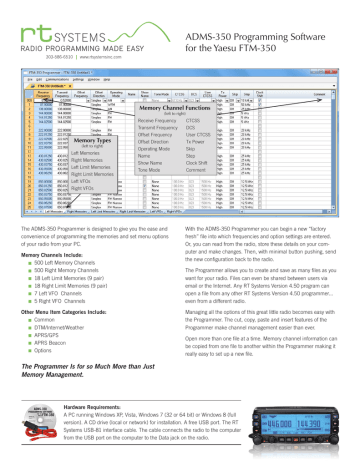 Adms 350 Programming Software For The Yaesu Ftm 350 Manualzz