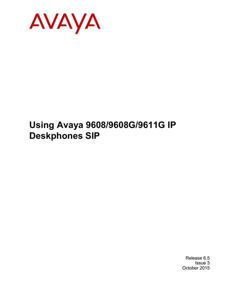Using Avaya 9608/9608G/9611G IP Deskphones SIP | Manualzz