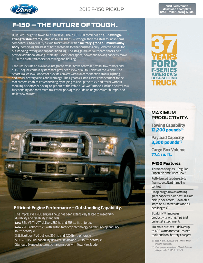 length of f150 crew cab 5 5 bed on 2015 Ford F 150 Pickup Trailer Towing Selector Manualzz