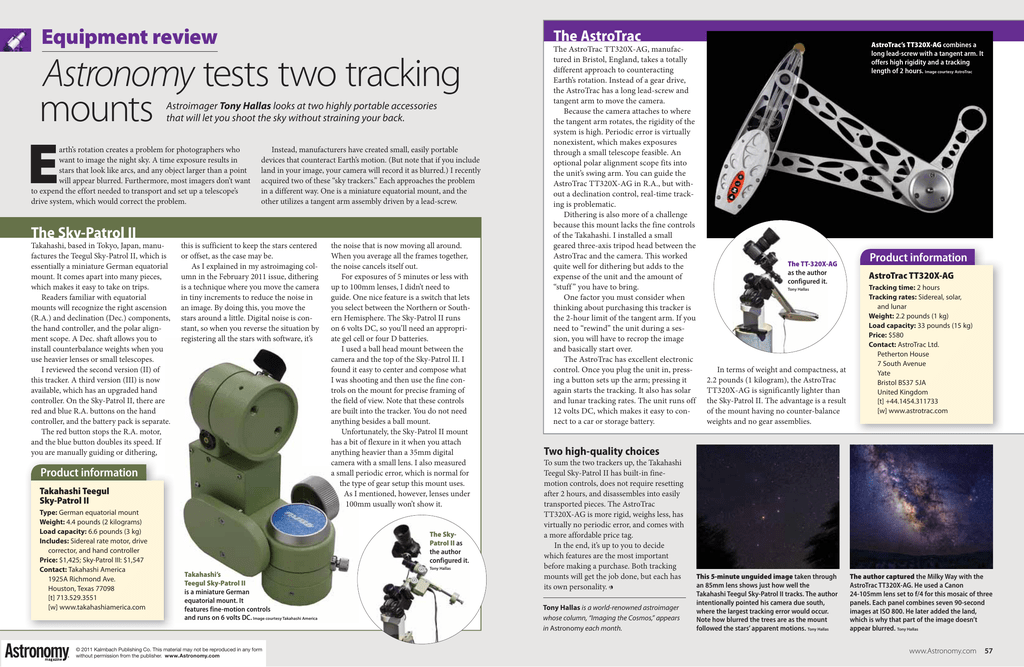 Astronomy Tests Two Tracking Mounts Manualzz