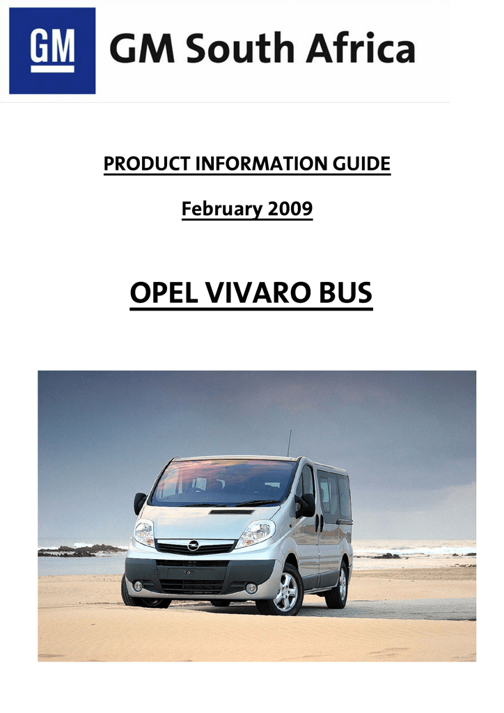 Opel Vivaro Bus Manualzz