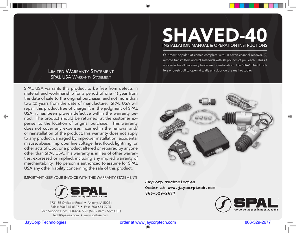 Spal Shaved 40 Installation Manual And