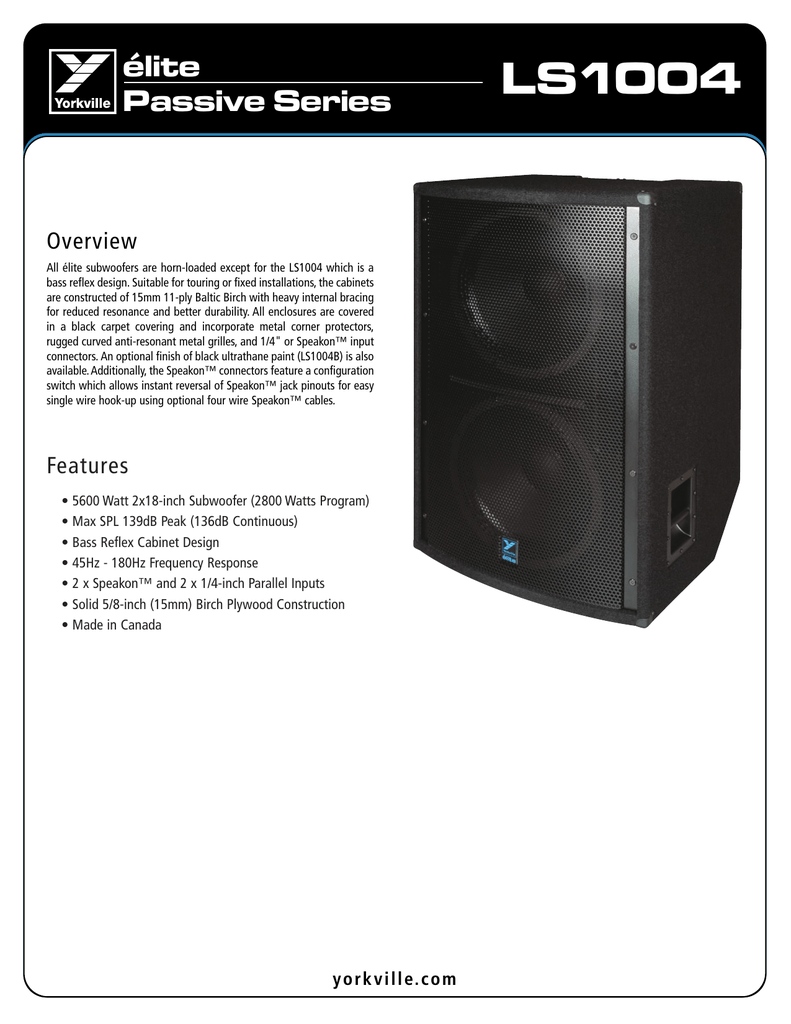 yorkville passive subwoofer