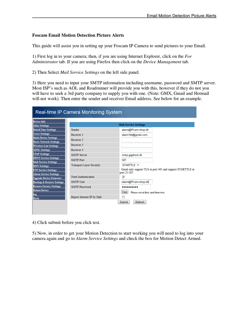 gmx server settings smtp