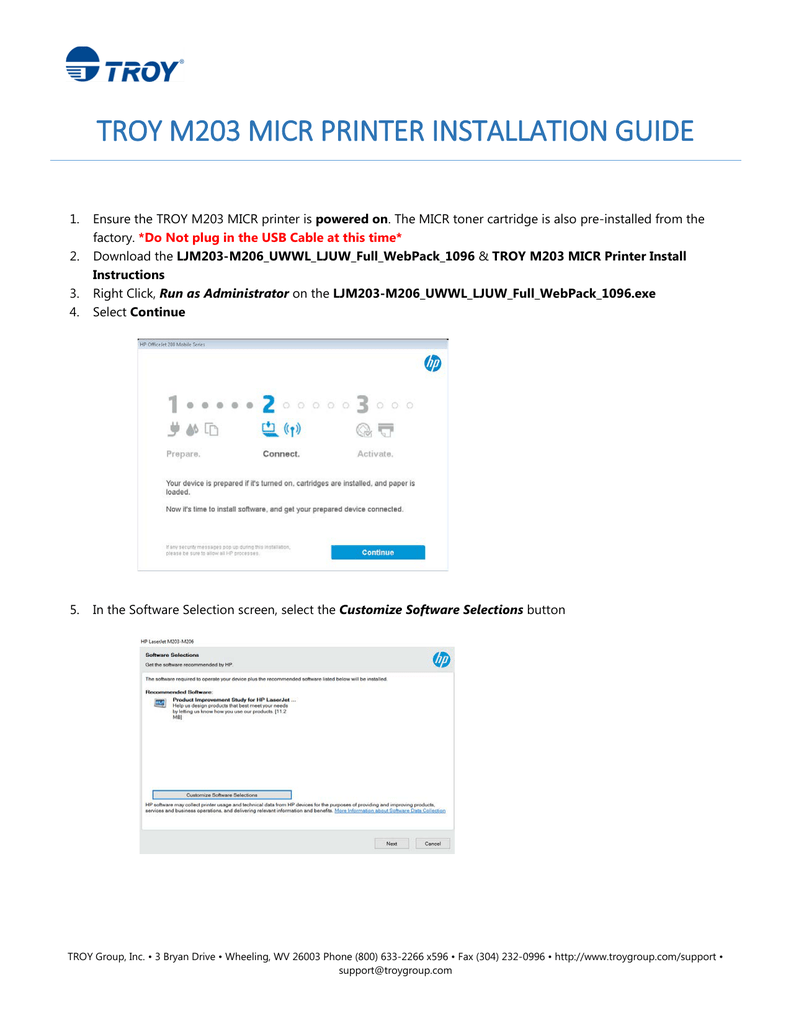 troy m203 micr printer installation 