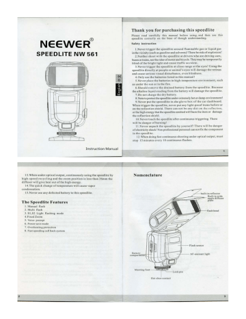 Here the instruction manual for Speedlite Neewer | Manualzz