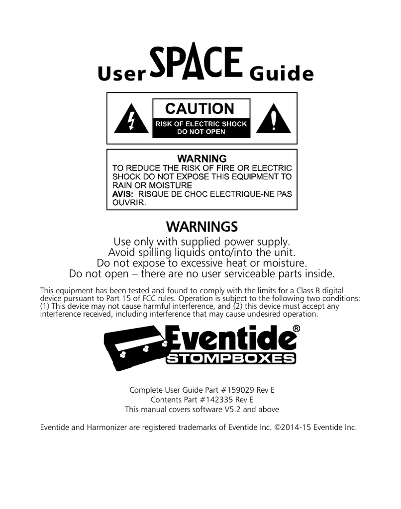 Eventide Space User guide Manualzz