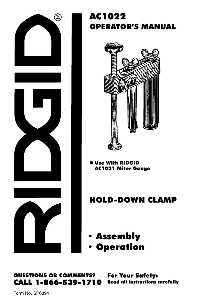Assembly • Operation AC1022 | Manualzz