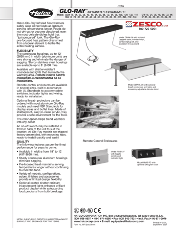 Hatco GRAH-24 - 24" Glo-Ray Single Strip Heater Food Warmer | Manualzz