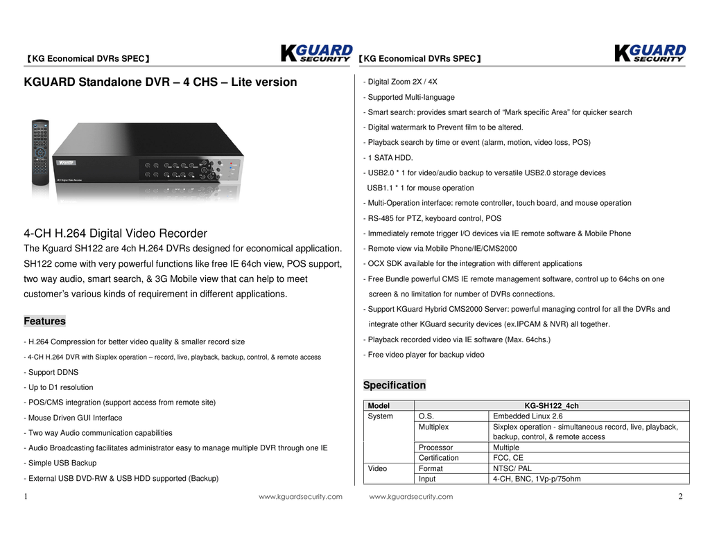 Kguard Standalone Dvr 4 Chs Lite Version 4 Manualzz Kguard Standalone Dvr 4 Chs Lite Version 4 Manualzz