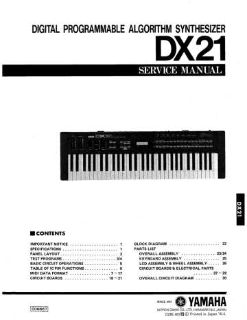 Yamaha Dx 21 Schematics Service Manual Manualzz