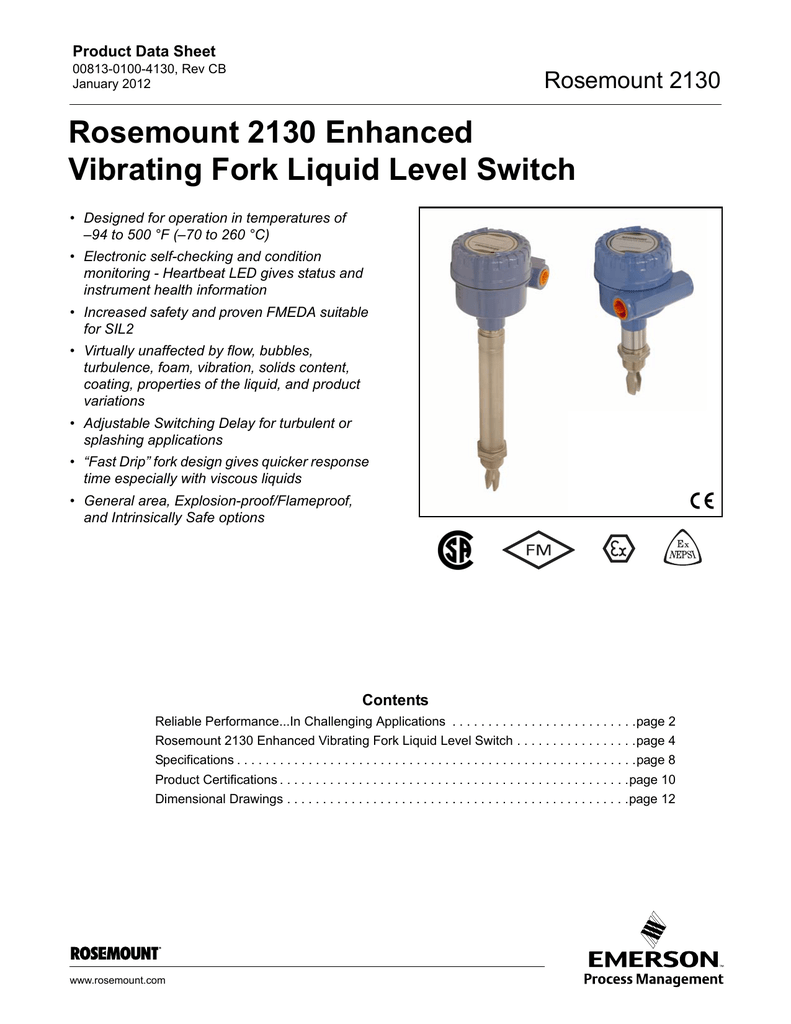 Emerson Rosemount 2130 Level Switches Datasheet Manualzz