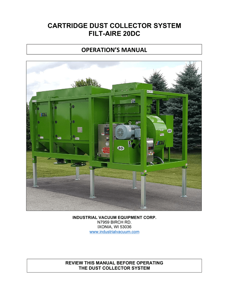 20000 CFM Electric Dust Collector Manual