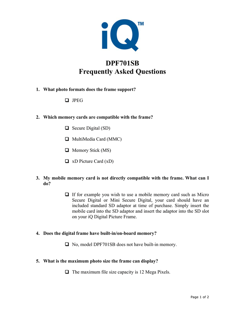 Dpf701sb Frequently Asked Questions Manualzz Com