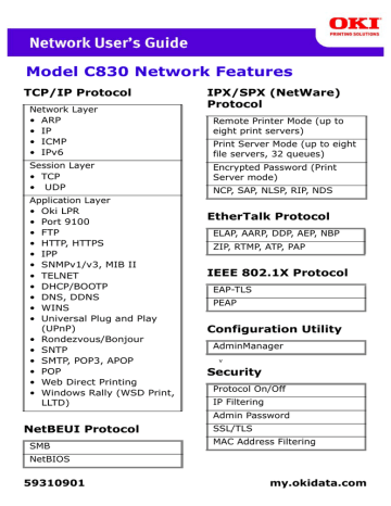 OKI C N Color Printer Network Guide Manualzz