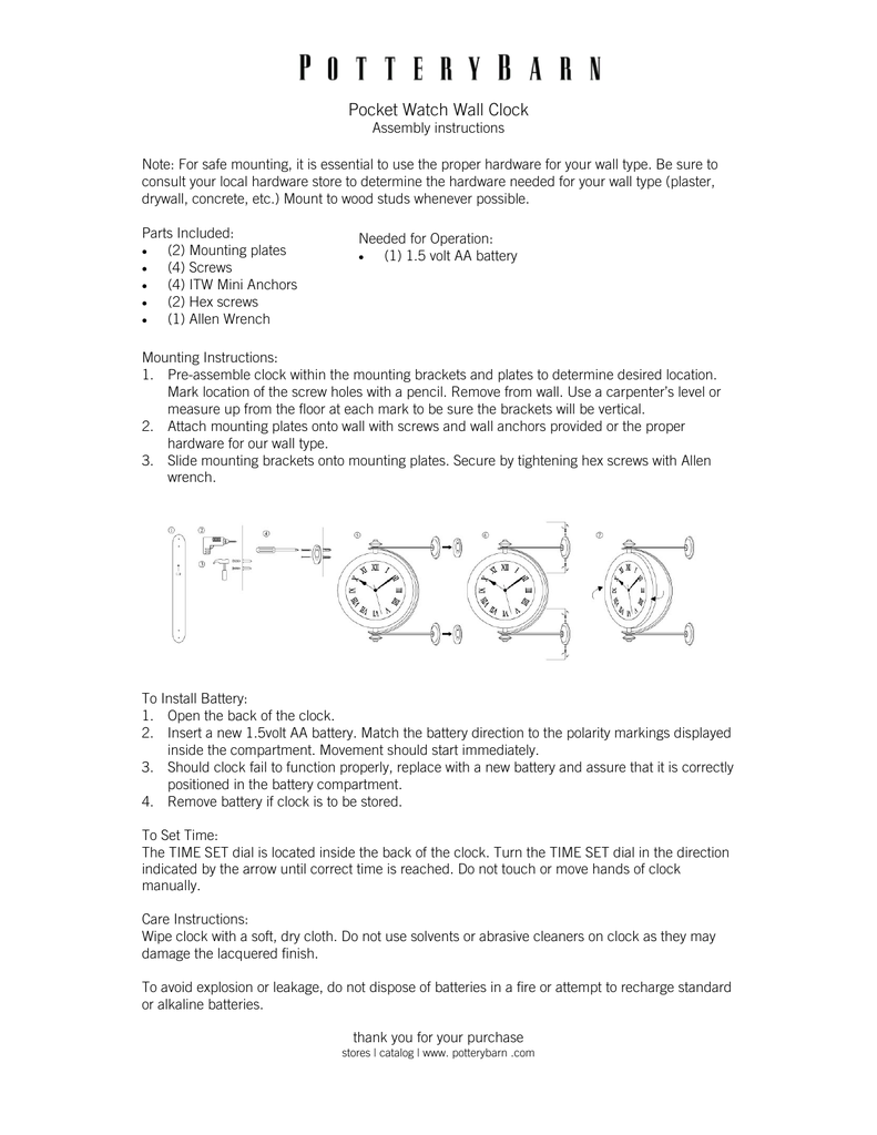 Pocket Watch Wall Clock Manualzz