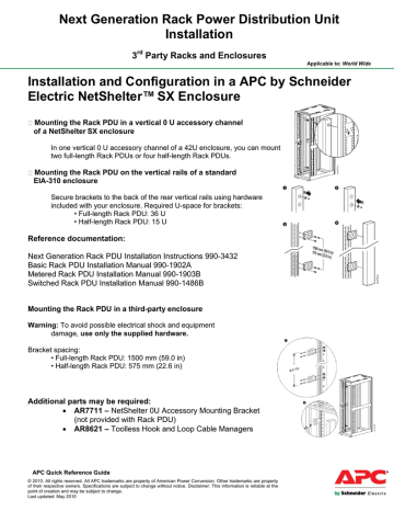 Apc By Schneider Electric Ar7711 Netshelter Zero U Accessory Mounting Bracket 