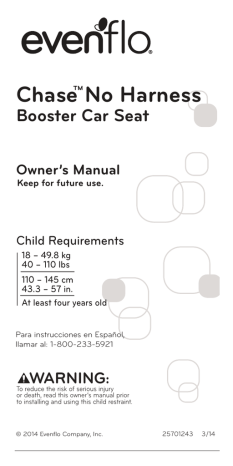 Evenflo chase hotsell car seat manual