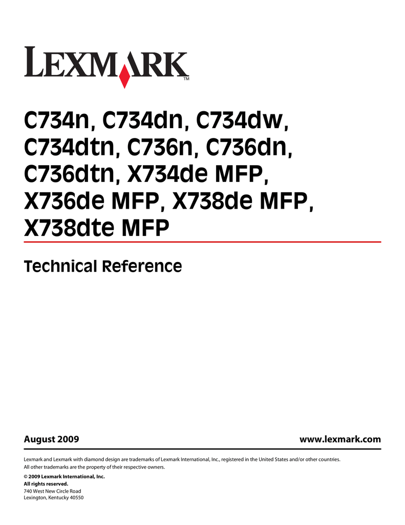 Lexmark C734DN Technical Reference 