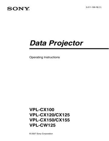 Sony VPL-CX150 Projector Operating instructions | Manualzz