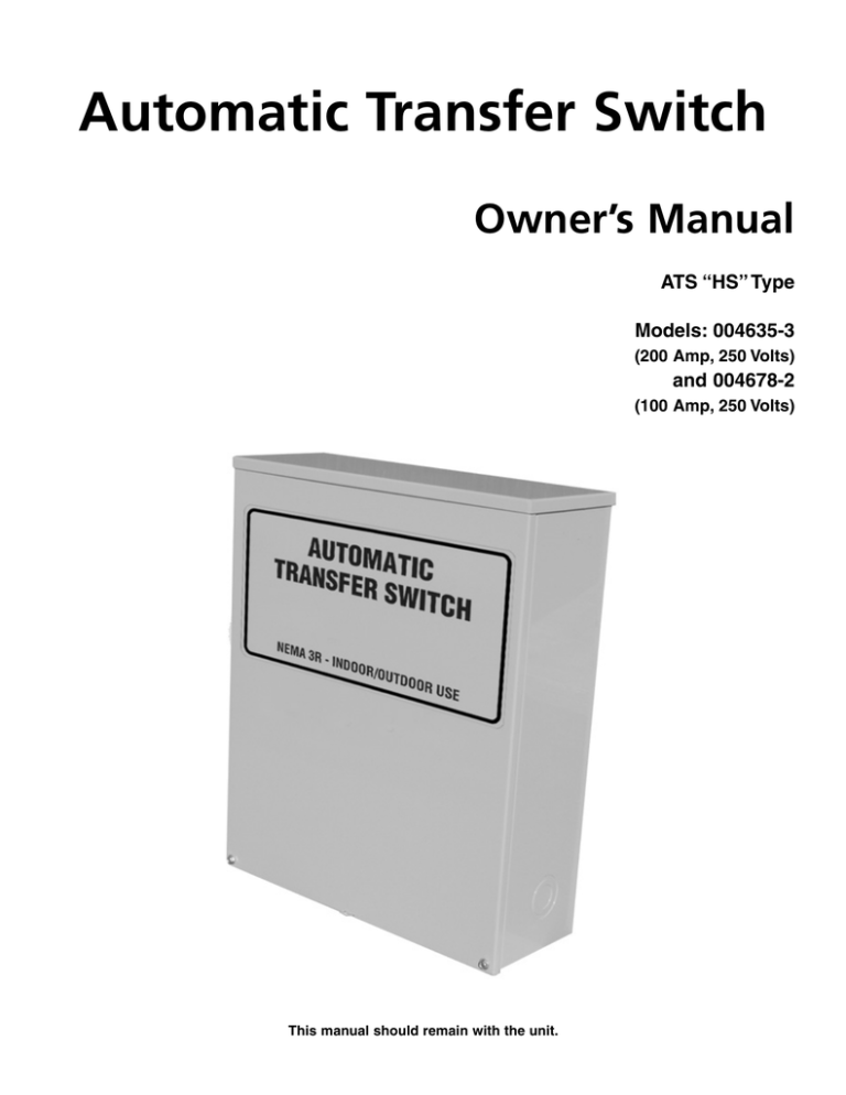 Automatic Transfer Switch Manual