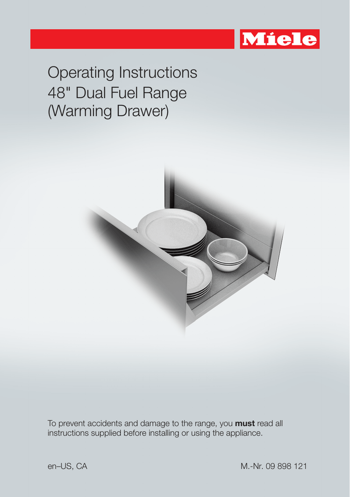 Miele M.Nr. 09 898 121 User manual Warming Drawer Manualzz