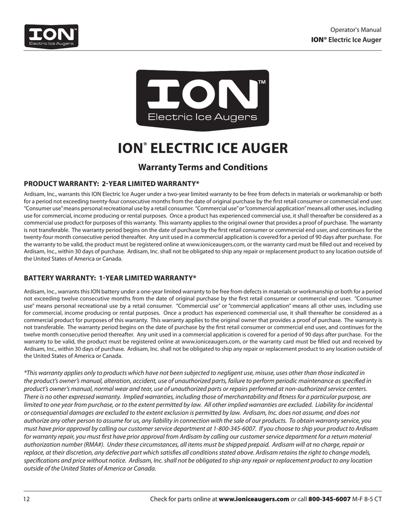 Ion ice auger warranty Clearance