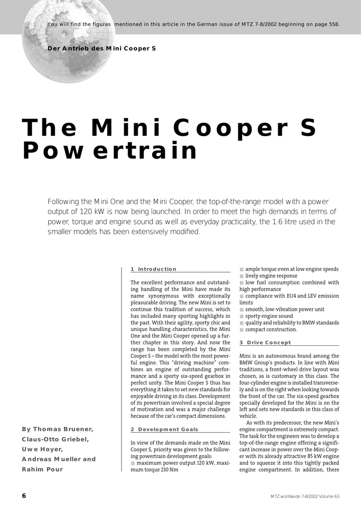 The Mini Cooper S Powertrain Manualzz