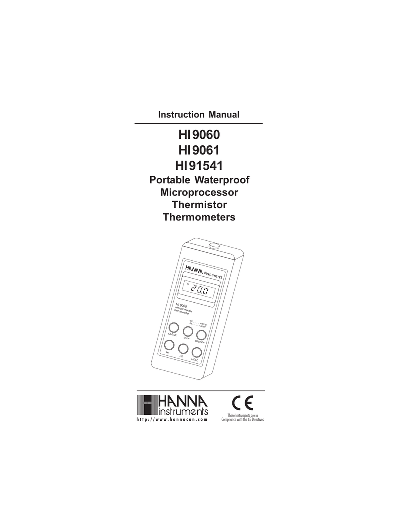 Hanna Instruments HI91541 Instruction manual Manualzz