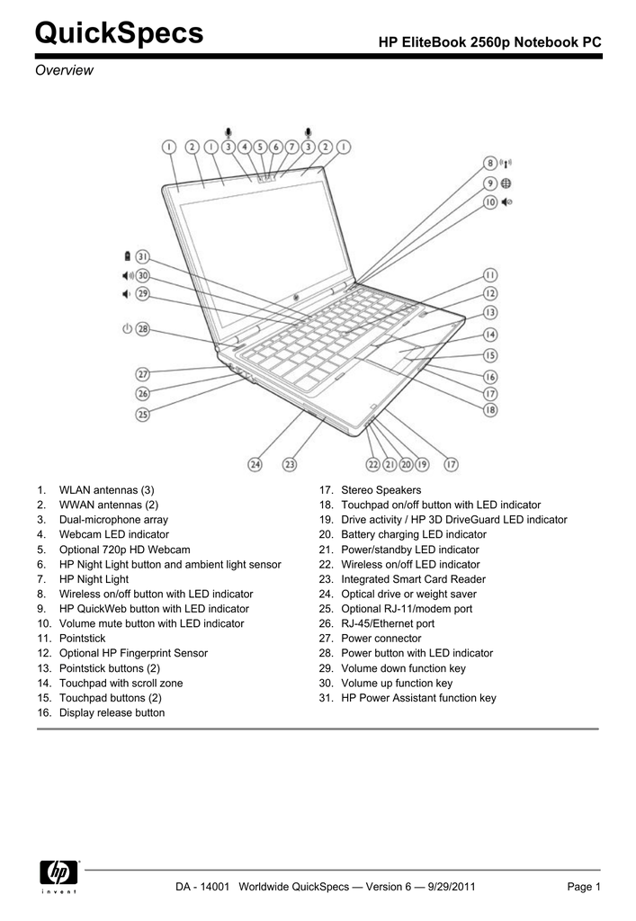 Hp Elitebook 2560p Notebook Pc Manualzz 3963