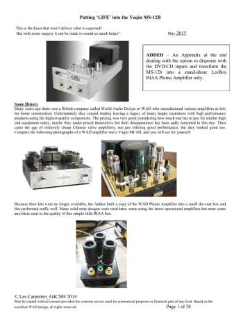 Putting Life Into The Yaqin Riaa Pre Amplifier Ms 12b Manualzz