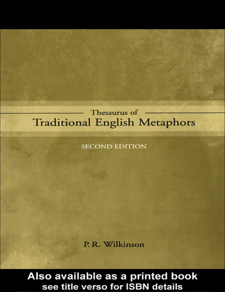 Thesaurus Of Traditional English Metaphors Manualzz