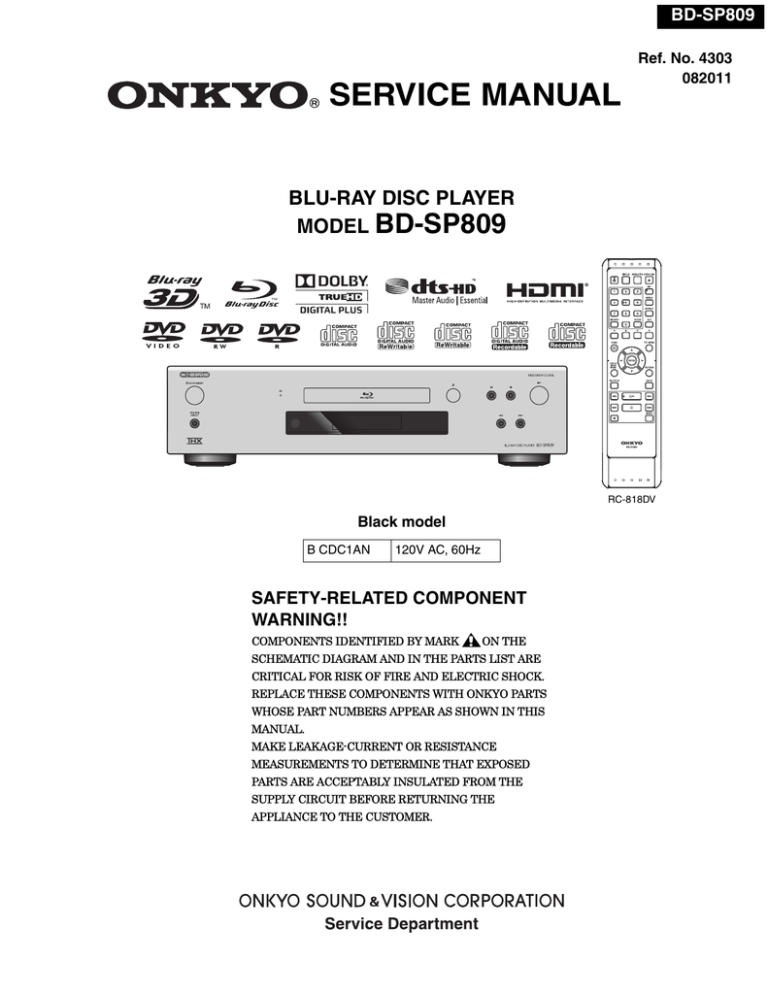 Onkyo Bdsp 809 Service Manual Manualzz