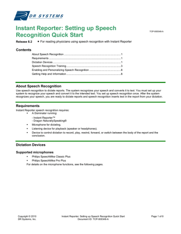 Setting Up Speech Recognition, R8.2 | Manualzz