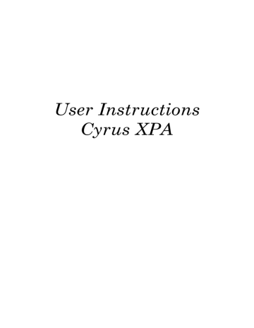 Cyrus XPA Power Amplifier Owner Manual | Manualzz