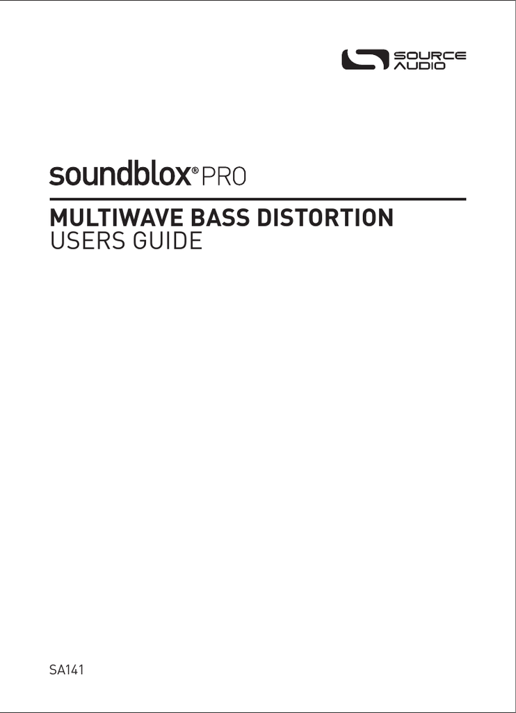 Source Audio SA141 Soundblox Pro Multiwave Bass Distortion Source Audio SA141 Soundblox Pro Multiwave Bass Distortion