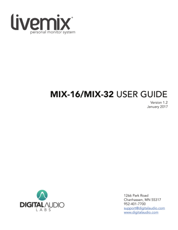 Digital Audio Labs LIVEMIX MIX-16 User manual | Manualzz