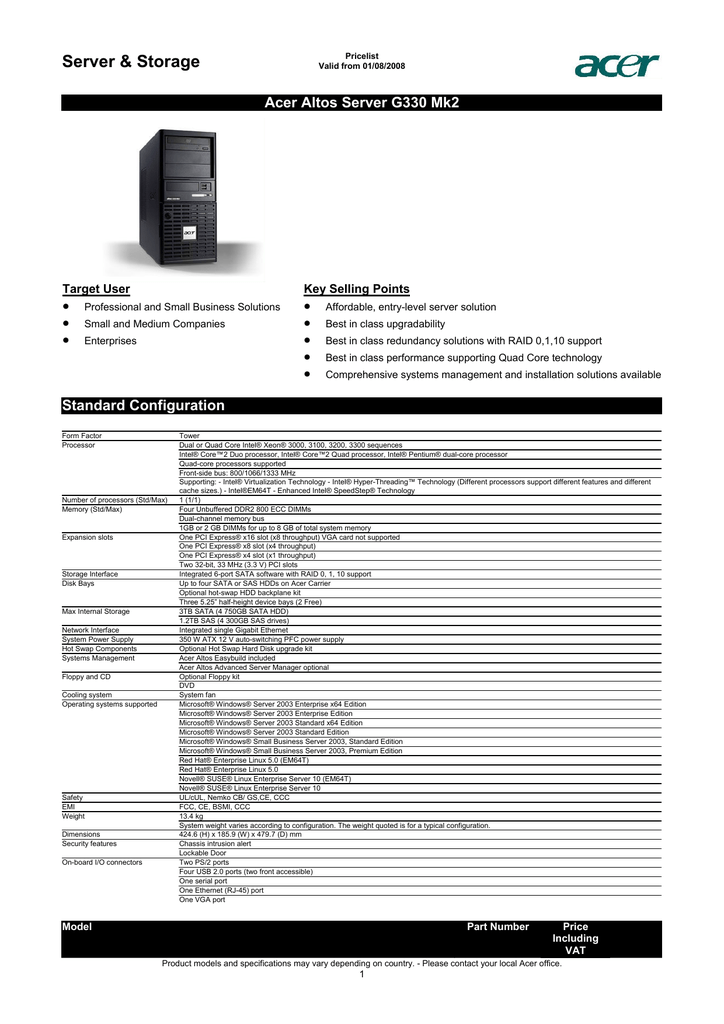 Acer altos easystore software windows 7