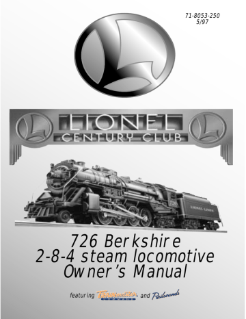 Lionel 726 Berkshire 2-8-4 Steam Locomotive - 5/97 Owner's Manual | Manualzz