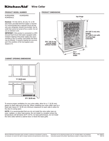 KitchenAid KUWS24LS Product Dimensions | Manualzz