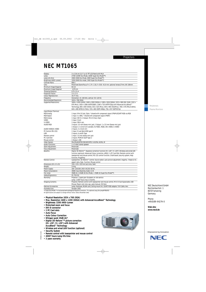 NEC MT1065 | Manualzz