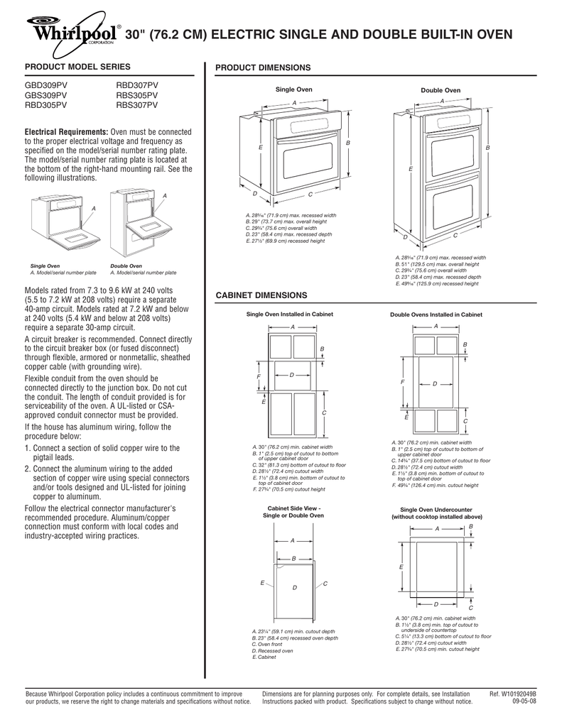 Whirlpool Rbs305pvs Quick Specs Manualzz