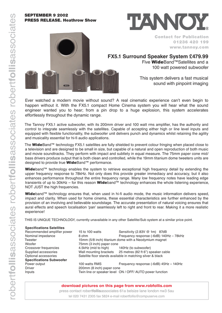 Tannoy FX5.1 PR - Son | Manualzz
