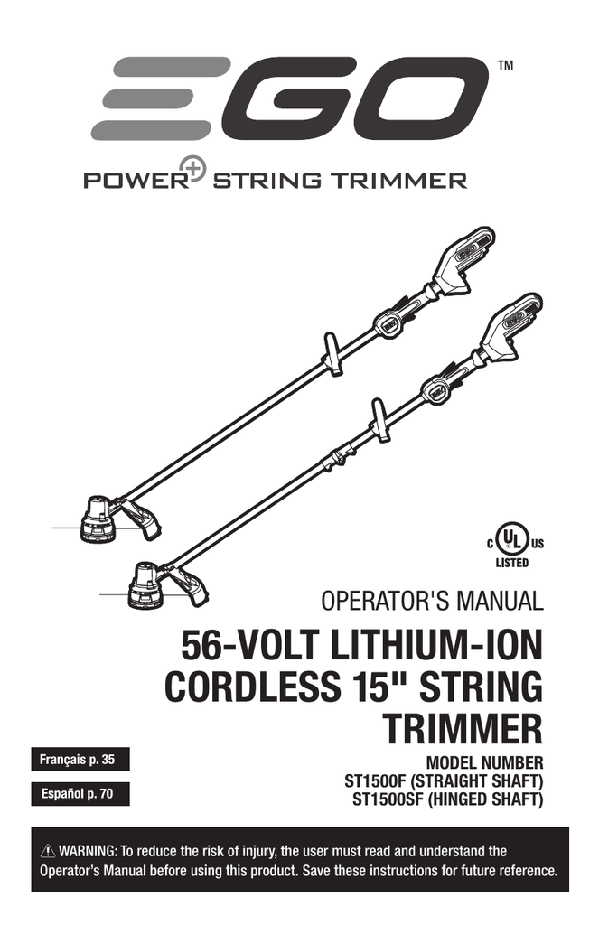 EGO ST1500SF, ST1500F User manual | Manualzz