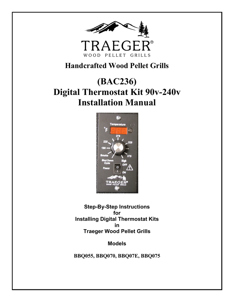 Traeger Bac236 Digital Thermostat Kit