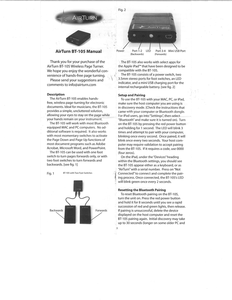 Airturn bt-105 manual