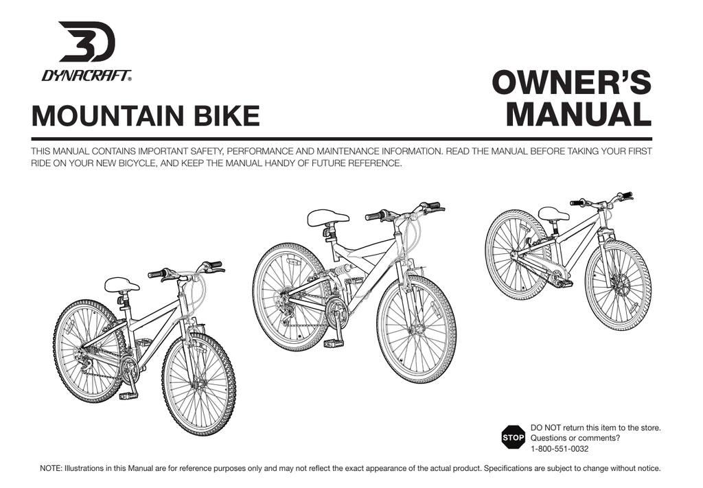 Dynacraft Mountain bike Owner's Manual Manualzz