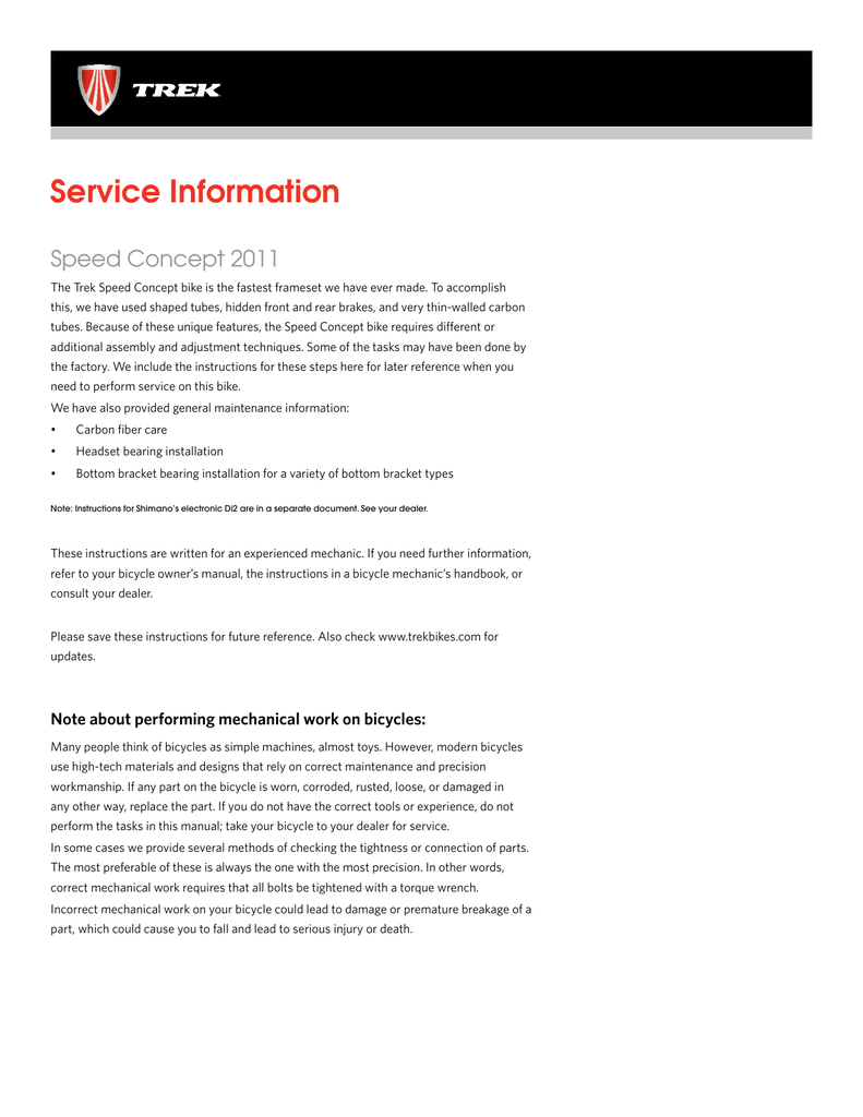 Speed Concept Service Information Manualzz