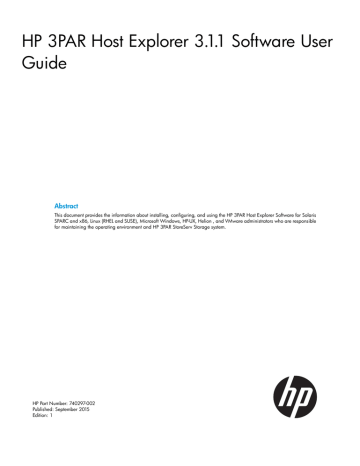 HP 3PAR Host Explorer 3.1.1 Software User Guide | Manualzz