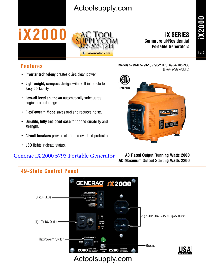 generac ix2000 overload light | Decoratingspecial.com